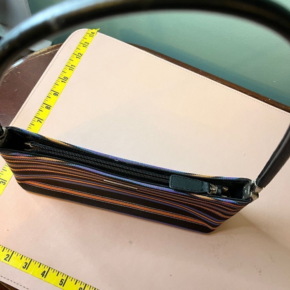 Vintage Kate Spade New York Shoulder Purse Bag Multiple Fall Color Striped Great - Picture 13 of 16